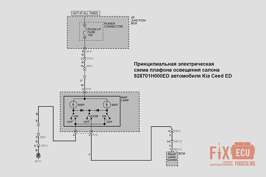 Электрическая схема плафона 928701H000ED